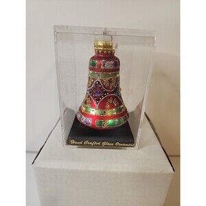 Unique Treasures Hand Blown/Crafted Red/Orange Christmas Glass Ornament Bell O2